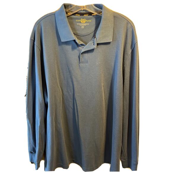 Club Room Men’s XXL Blue Long Sleeve 1/4 Button Cotton Blend Polo Shirt - Picture 1 of 16